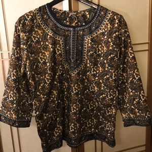 Gold, blue, and white blouse made in India
